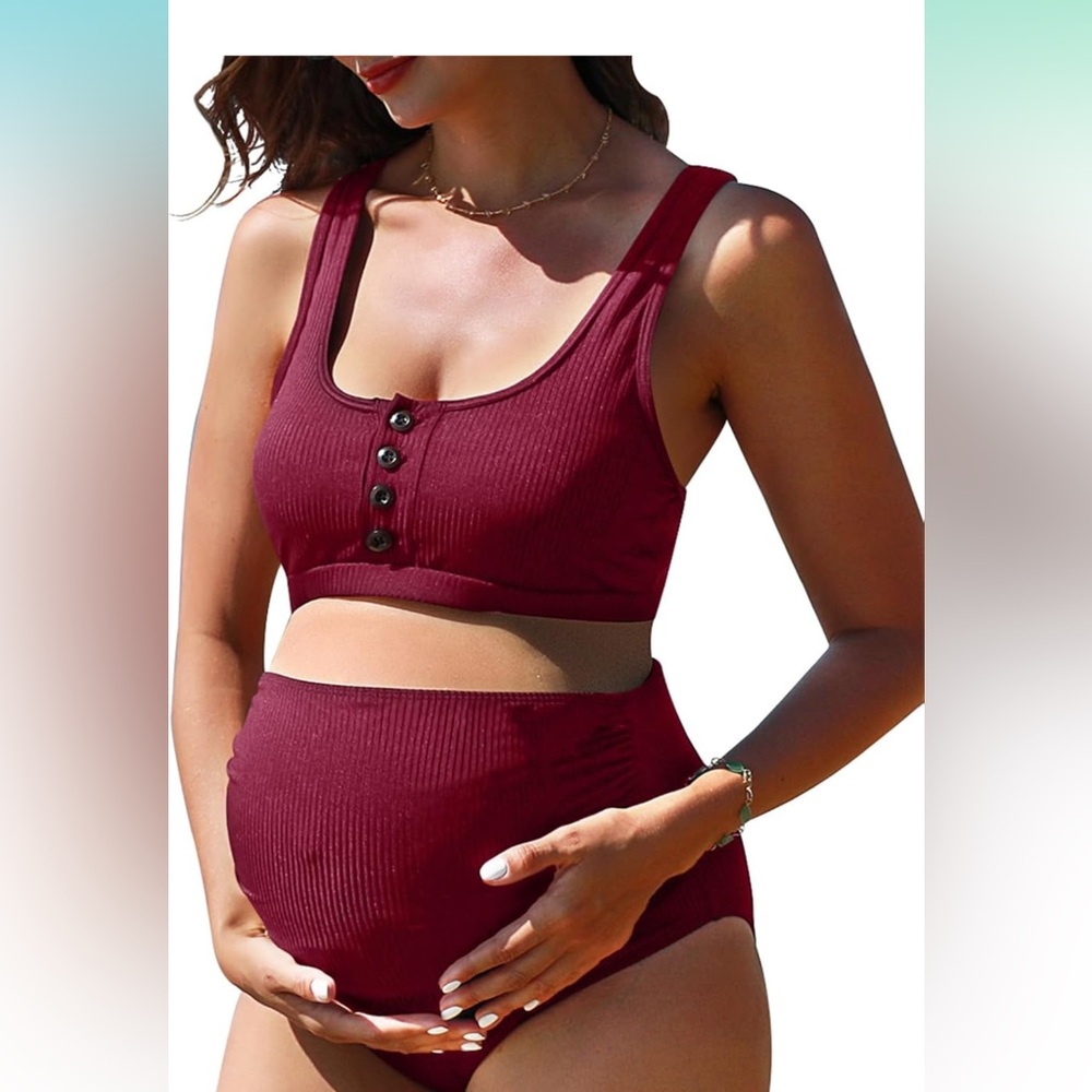Summer Mae Maternity Swim wine red Size Medium